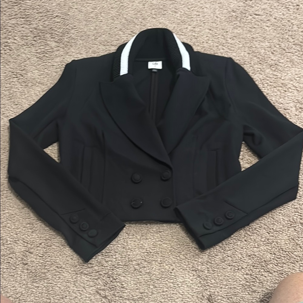 CAbi Black Blazer with White Collar Detail